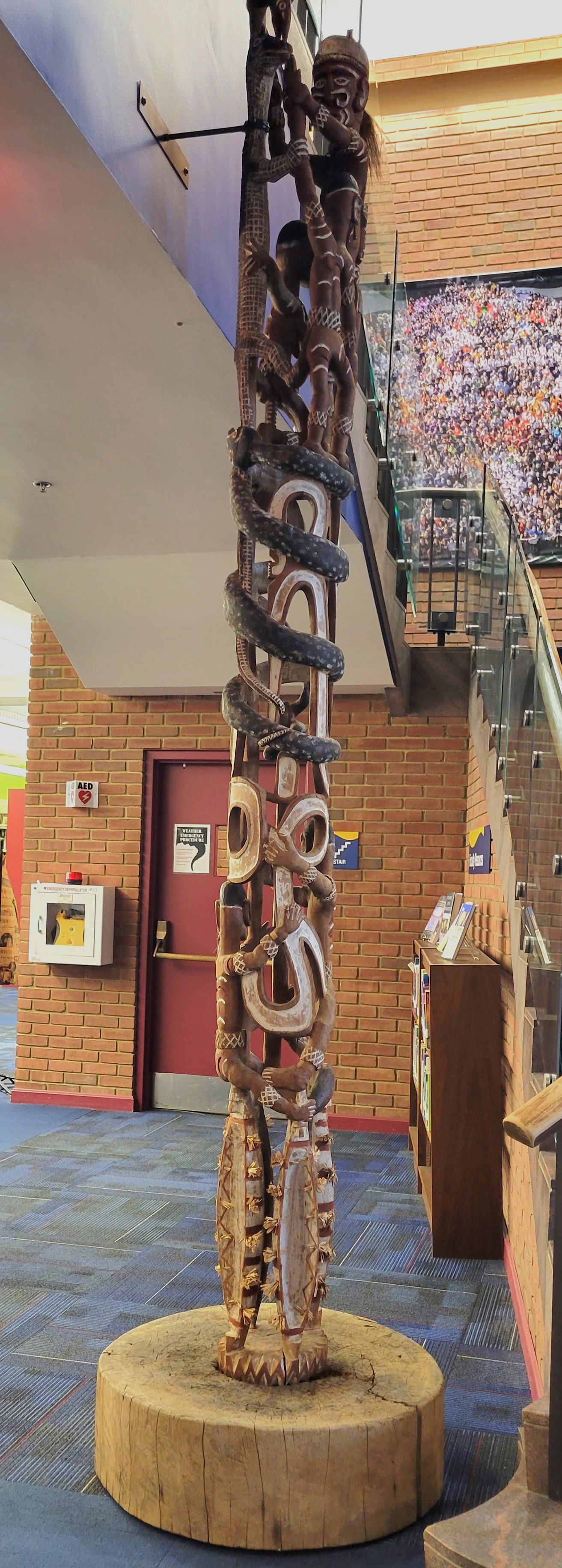 Wooden Sculpture installed in Pelletier library